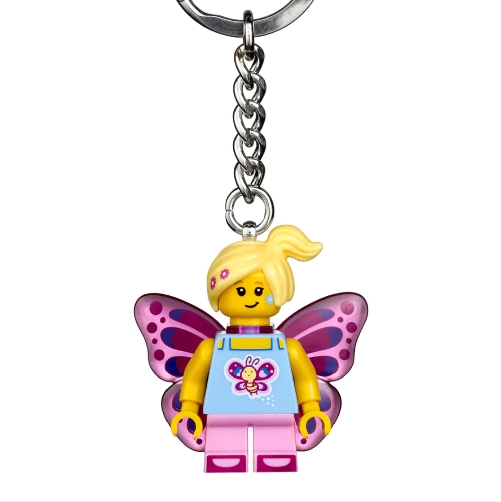 LEGO BUTTERFLY GIRL KEYCHAIN BAG CHARM BNWT RETIRED SO